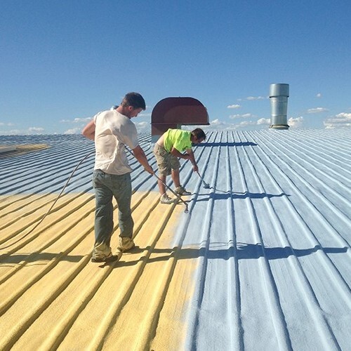 Contractor Apply Metal Roof Coating.